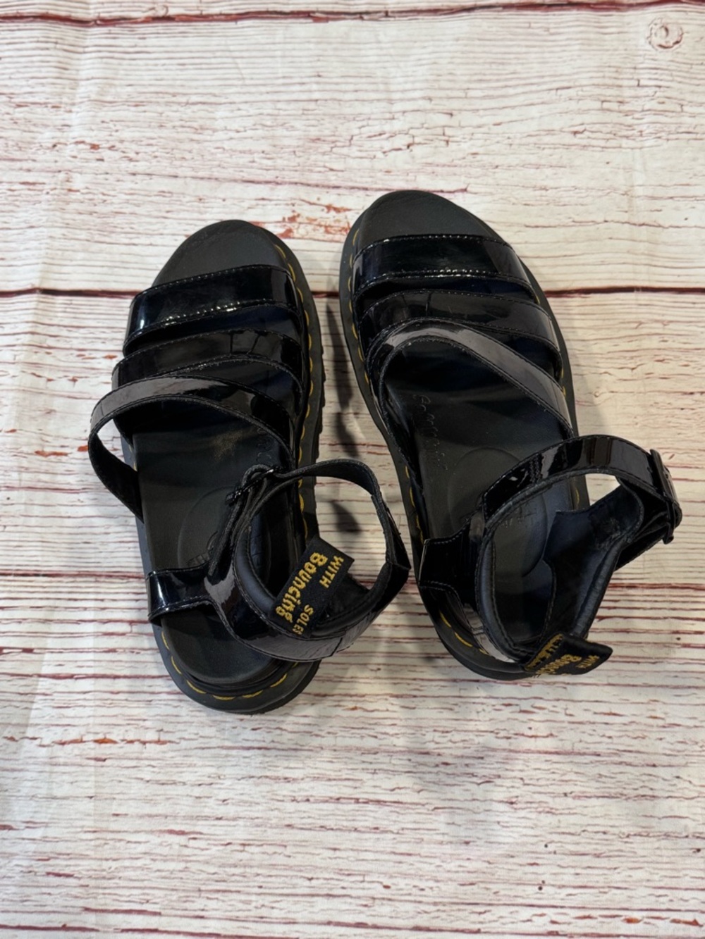 Dr Martens Docs Blaire Patent Leather Strap Sandals in Black Sz 6 - Picture 12 of 15